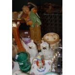 ASSORTED CERAMICS INCLUDING PAIR OF STAFFORDSHIRE MANTEL DOGS, STAFFORDSHIRE PEPPER POT, SYLVAC