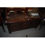 EARLY 20TH CENTURY CARVED OAK COFFER