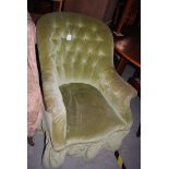 VICTORIAN MAHOGANY FRAMED BUTTON BACK LOUNGE EASY CHAIR