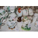 ASSORTED CERAMICS INCLUDING STAFFORDSHIRE FIGURE OF A DALMATION, CONTINENTAL FLORAL ENCRUSTED JAR