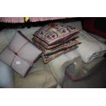 COLLECTION OF ASSORTED LOUNGE CUSHIONS, TOGETHER WITH A DUVET COVER