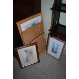 FIVE ASSORTED PICTURES TO INCLUDE FRAMED LANDSCAPE PRINT BY JILLIAN MCDONALD, TWO SMALL FRAMED