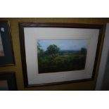 OAK FRAMED OIL BY JONATHAN MITCHELL - TITLED THE ISLA NORTH OF COUPAR ANGUS