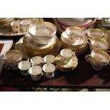 HAMMERSLY WHITE, FLORAL AND GILT PART TEA SET, TOGETHER WITH SIX COALPORT GREEN, WHITE AND FLORAL