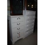 TWO WHITE PAINTED CHESTS OF DRAWERS