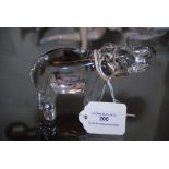 BACCARAT CLEAR GLASS MODEL OF AN ELEPHANT WITH UPTURNED TRUNK, SIGNED