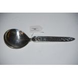 HANDSMIDAD SILVER SERVING SPOON WITH CELTIC KNOT WORK DETAIL THE HANDLE