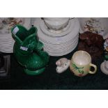 ASSORTED CERAMICS INCLUDING AYNSLEY WILD TUDOR FLOWER VASE, DARTMOUTH GURGLE JUG VASE, BESWICK