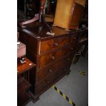 A 20TH CENTURY MAHOGANY TWO OVER THREE CHEST OF DRAWERS, ON BRACKET FEET