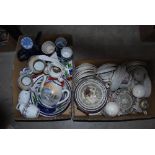 TWO BOXES - ASSORTED CERAMICS INCLUDING TEA WARES, EGGSHELL PART COFFEE SERVICE, CERAMIC BOWLS,