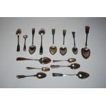 COLLECTION OF ASSORTED SCOTTISH SILVER FLATWARE, MOSTLY FIDDLE PATTERN, INCLUDING TABLE SPOON,