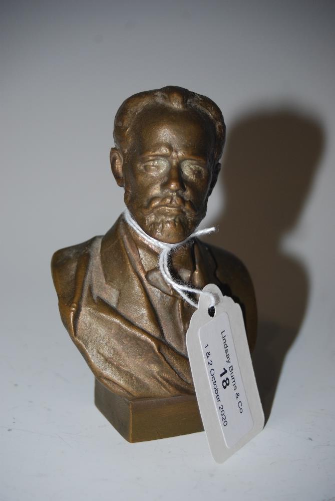 MINIATURE BRONZE BUST, PROBABLY THAT OF LENIN, INDISTINCTLY MARKED