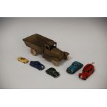 COLLECTION OF VINTAGE TOY CARS / VEHICLES INCLUDING DINKY TOY RED FIRE ENGINE, LESNEY FORD ZODIAC