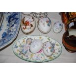 SMALL COLLECTION OF ASSORTED CERAMICS INCLUDING PORCELAIN HALF DOLL FIGURE, MINTON OVAL SHAPED