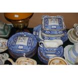 BURLEIGH WARE PAISLEY PATTERNED PART DINNER SERVICE INCLUDING TUREENS, SAUCE BOAT ON STAND, DINNER