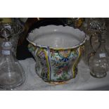 FAIENCE POTTERY FLORAL PATTERNED JARDINIERE