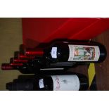 FOUR BOTTLES OF BRUGIANO, ROSSO PICENO ITALIAN RED WINE, TOGETHER WITH ONE BOTTLE OF BALEANI,