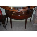 EDWARDIAN MAHOGANY INLAID CONSOLE TABLE WITH GLAZED TOP