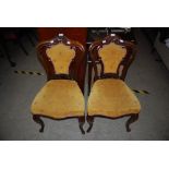 GOOD PAIR OF VICTORIAN ROSEWOOD FRAMED VASE BACK SIDE CHAIRS WITH STUFFOVER SEATS AND BACKS