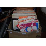 BOX - ASSORTED 45RPM RECORDS AND LP'S INCLUDING MANHATTAN TRANSFER, BUDDY HOLLY, ABBA GREATEST HITS,