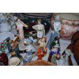 ASSORTED CERAMIC FIGURINES INCLUDING CAPODIMONTE FIGURES, SPANISH FIGURE OF A LADY, SPANISH DOG