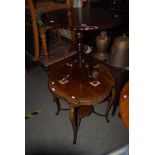 REPRODUCTION MAHOGANY OVAL OCCASIONAL TABLE, TOGETHER WITH AN EDWARDIAN MAHOGANY INLAID WINDOW