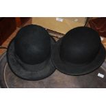 TWO BOWLER HATS - ONE BY QUEST, THE OTHER BY MOORES OF LONDON