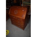 CHINESE CHERRYWOOD FALL FRONT WRITING BUREAU WITH TWO SHORT FRIEZE DRAWERS AND THREE LONG FRIEZE