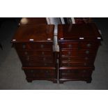 PAIR OF REPRODUCTION MAHOGANY CHESTS OF DRAWERS OF SMALL PROPORTIONS