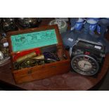 PIGEON CLOCK BY JUNIOR, TOGETHER WITH A MAHOGANY CASED MEDICAL INSTRUMENT FOR NERVOUS DISEASES