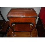 A 19TH CENTURY FRENCH PARQUETRY SIDE TABLE WITH GILT METAL MOUNTS, PULL OUT BRUSH SLIDE AND ONE