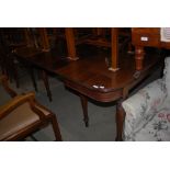 A 19TH CENTURY MAHOGANY D-END DINING TABLE WITH ONE ADDITIONAL LEAF