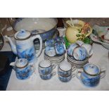 JAPANESE EGGSHELL BLUE GROUND COFFEE SERVICE