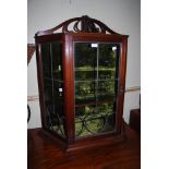 MAHOGANY HANGING LEADED GLAZED CABINET