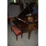 MAHOGANY CASED STECK BABY GRAND PIANO TOGETHER WITH MAHOGANY FRAMED DUET STOOL
