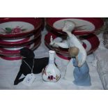 COMPOSITION BLACK LABRADOR FIGURE, LLADRO FIGURE OF BOY AND GIRL WITH CANDLE, SMALL ROYAL
