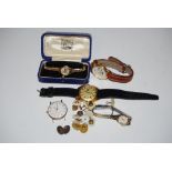 BOXED LADIES YELLOW METAL TATTON INCABLOC SWISS MADE WRIST WATCH, TOGETHER WITH A LADIES SEKONDA