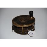 FISHING INTEREST - A MALLOCHS PATENT OVERSIZED LACQUERED BRASS FISHING REEL