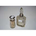 ART DECO STYLE SILVER MOUNTED DRESSING TABLE BOTTLE AND STOPPER, TOGETHER WITH ANOTHER BIRMINGHAM