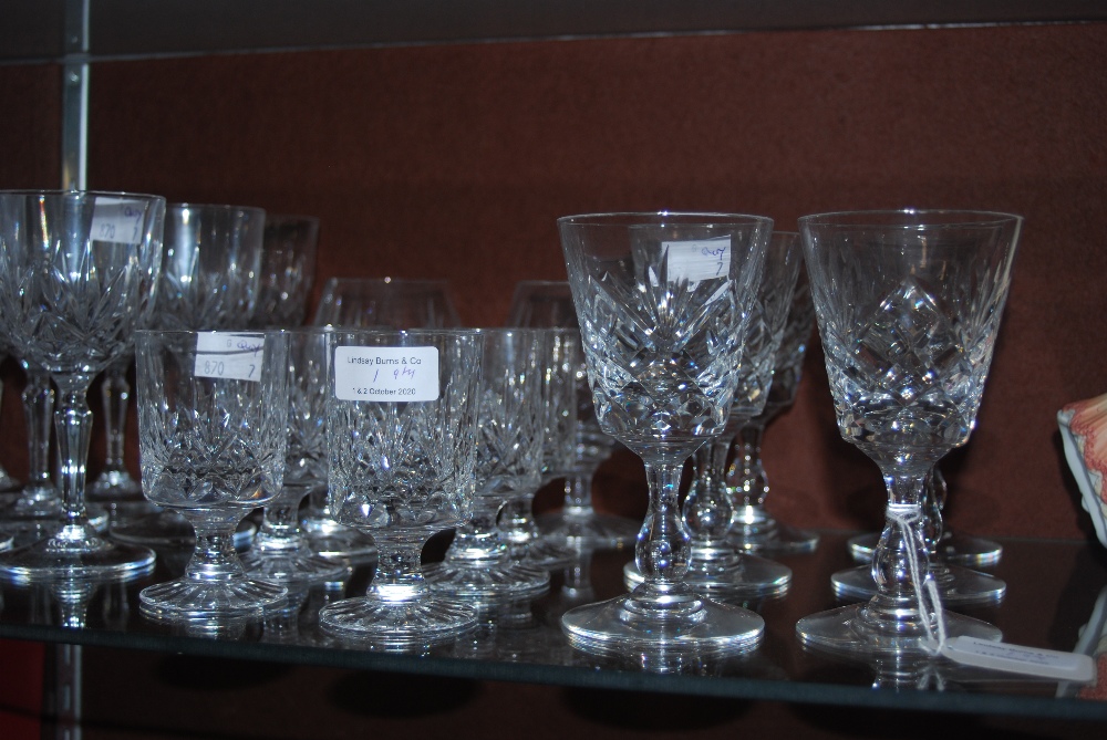 LARGE COLLECTION OF ASSORTED CUT GLASSWARE INCLUDING CHAMPAGNE FLUTES, WINE GOBLETS, ETC. - Image 2 of 2