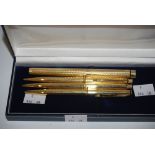 VINTAGE SHEAFFER GOLD ELECTROPLATED FOUNTAIN PEN WITH 14CT GOLD NIB, TOGETHER WITH A YELLOW METAL