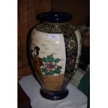 JAPANESE BLUE GROUND SATSUMA VASE