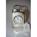 LONDON SILVER CASED DESK CLOCK WITH WHITE ARABIC NUMERAL DIAL