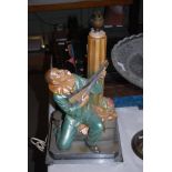 FIGURAL DECO STYLE CHALK TABLE LAMP IN THE FORM OF CLOWN MUSICIAN