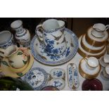 ROYAL WORCESTER WASH SET DECORATED WITH EXOTIC BIRDS AND MIXED FOLIAGE