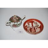 A 19TH CENTURY MINIATURE CHINESE FAMILLE ROSE CANTON TEA POT AND COVER, TOGETHER WITH A JAPANESE