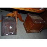 SMALL COLLECTION OF ASSORTED FURNITURE INCLUDING STAINED MAHOGANY COAL SCUTTLE, STAINED PINE