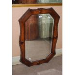 EARLY 20TH CENTURY OAK BEVELLED RECTANGULAR WALL MIRROR WITH CANTED ANGLES