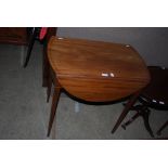 19TH CENTURY MAHOGANY INLAID PEMBROKE TABLE WITH SINGLE FRIEZE DRAWER SUPPORTED ON SQUARE TAPERED