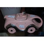 SADDLER ART DECO PINK AND SILVER LUSTRE TEA POT IN THE FORM OF A RACING CAR